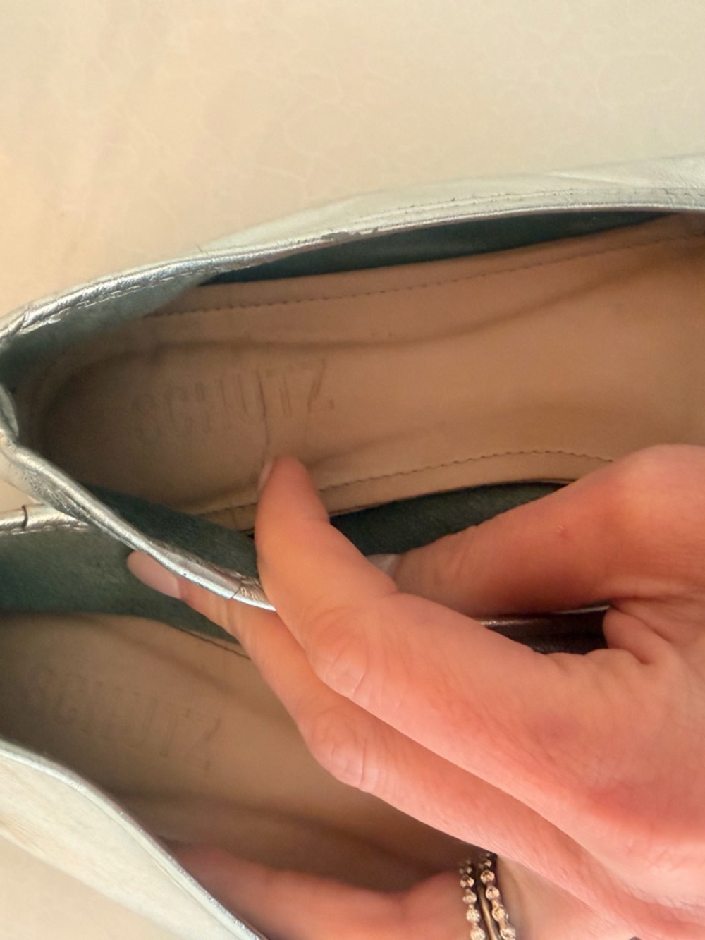 Silver Metallic Ballet Flats with Bow Detail - Picture 4 of 6